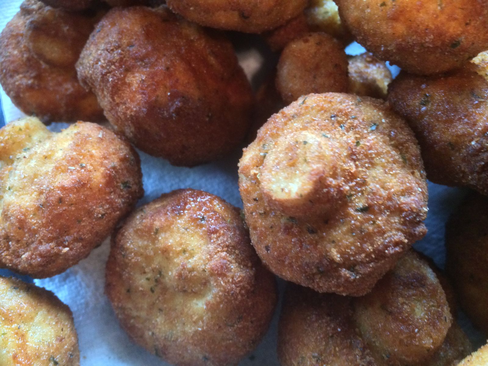 Deep Fried Mushrooms - so simple and so satisfying. I love these with ranch dressing but it has to be the good stuff. Also try them with Sour Cream with red chile. (equal parts sour cream and canned chipotle peppers that have been pureed in their adobo sauce)